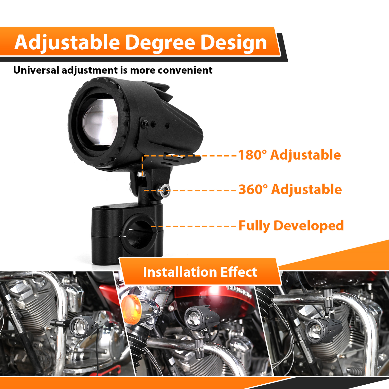 60W Fog LED Auxiliary Driving Amber White Lights Wire Kit for Motorcycle ATV UTV