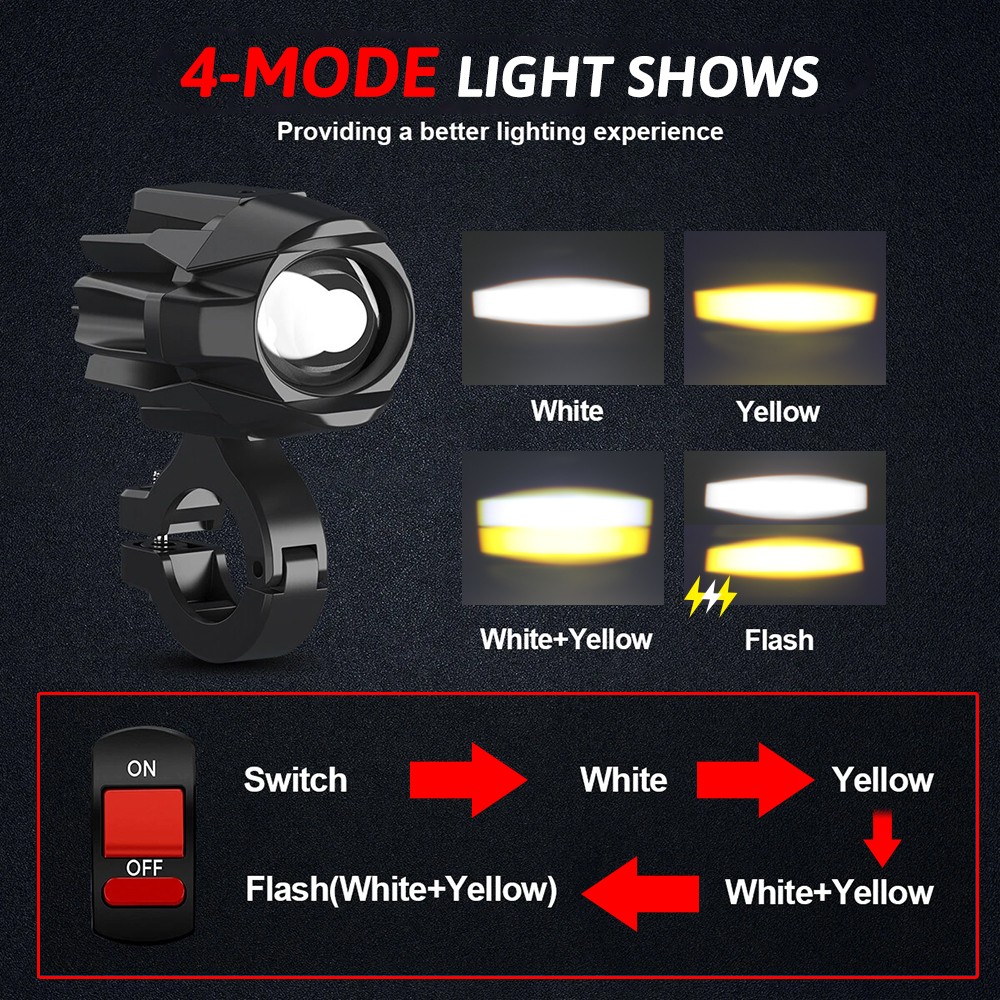 2Pcs 3″ 96W LED Fog Spot Lights Bar Pods Driving Offroad Dirtbike Motorcycle ATV