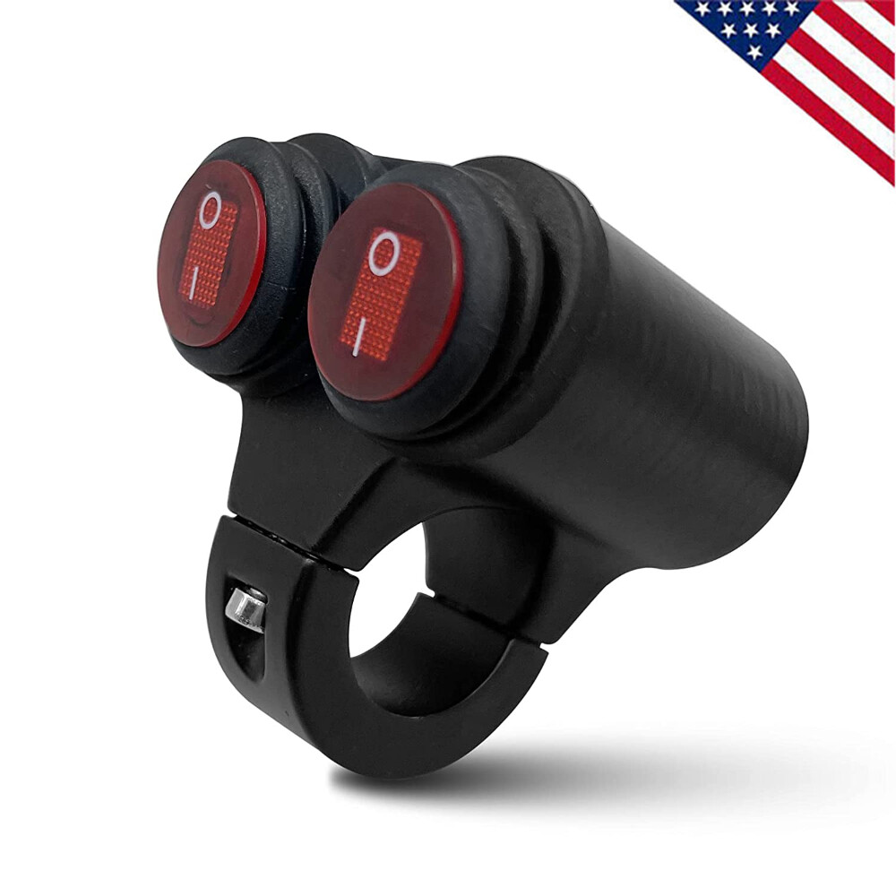 7/8” 22mm Motorcycle Handlebar Headlight Fog Spot Light Dual on off Switch 12V