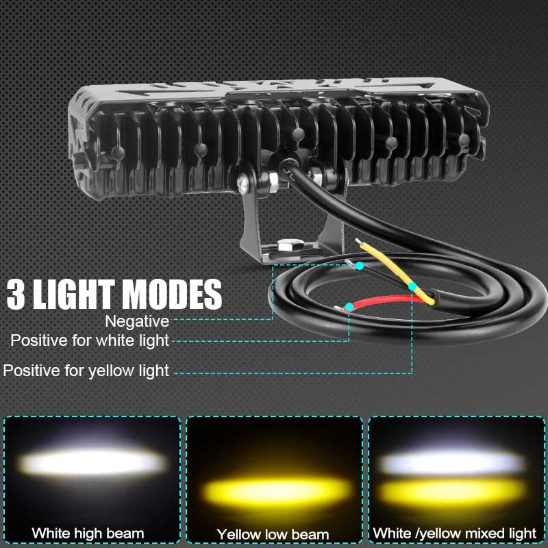 6″inch LED Work Light Bar Driving Fog Lamp Spot DRL Car Offroad SUV Yellow+White