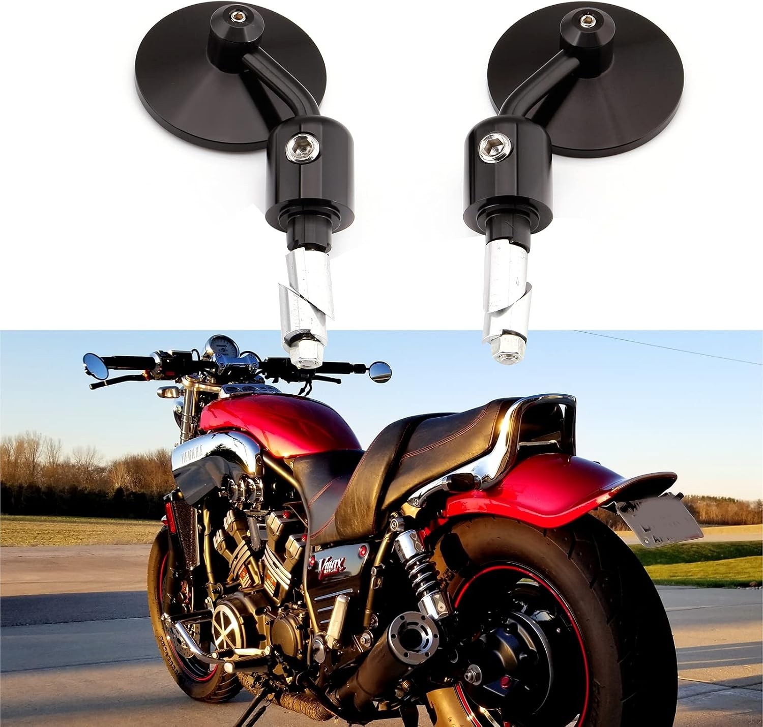 MOTORCYCLE REARVIEW MIRRORS 7/8″ HANDLE BAR END for CAFE RACER BOBBER CRUISER