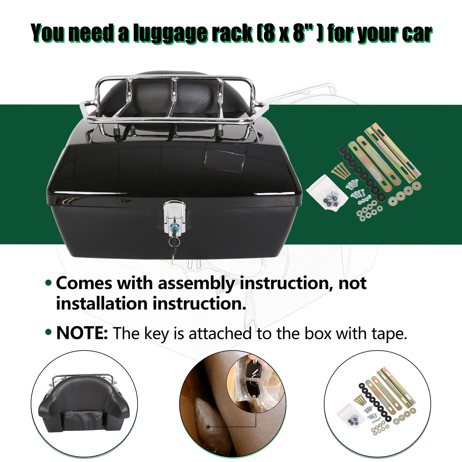 Motorcycle Trunk Tour Pack Luggage For Harley Honda Cruiser Tail Box Top Rack