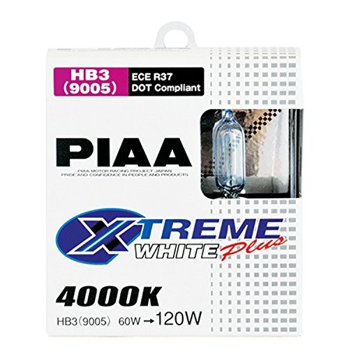 PIAA 19615 9005 Xtreme White Plus Bulb 60W=120W 4000K Pair Pack Clear