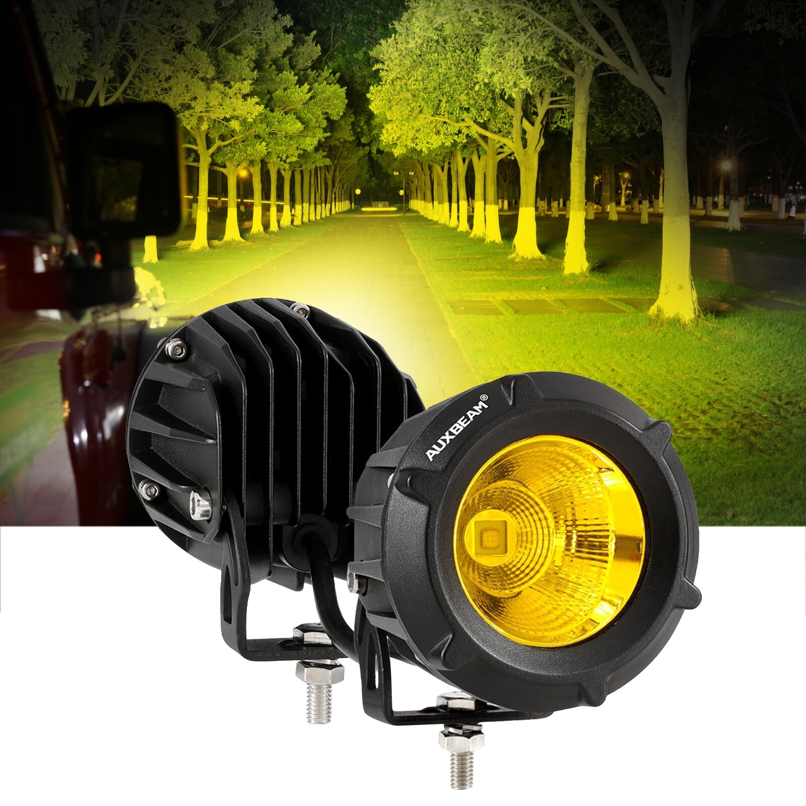 2x LED Motorcycle Headlight Driving Fog Light Lamps Amber Yellow Pods for Harley