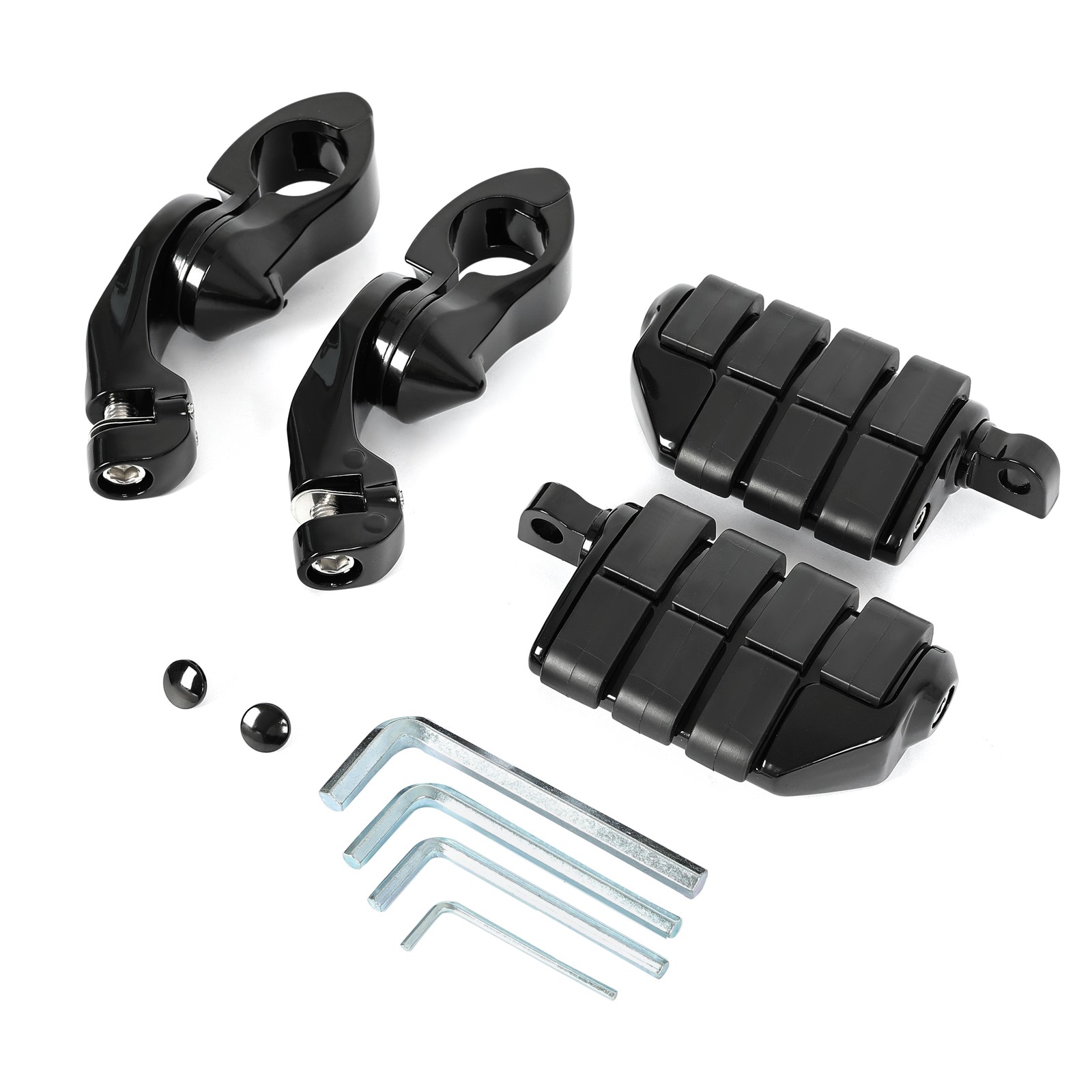 Black Highway Engine Guard Foot Pegs Footrest For Harley Touring 1.25″ Crash Bar