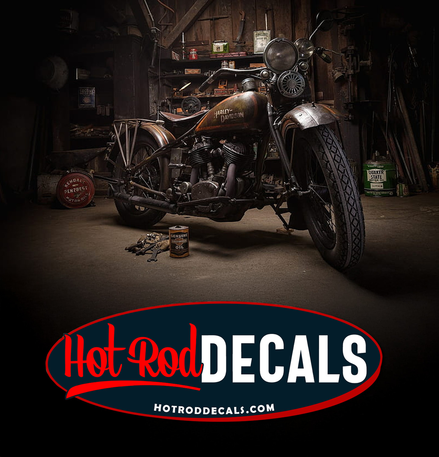 1940s Cycle Shop Sticker Decal BSA Harley Triumph Motorcycle Pinup Indian Parts
