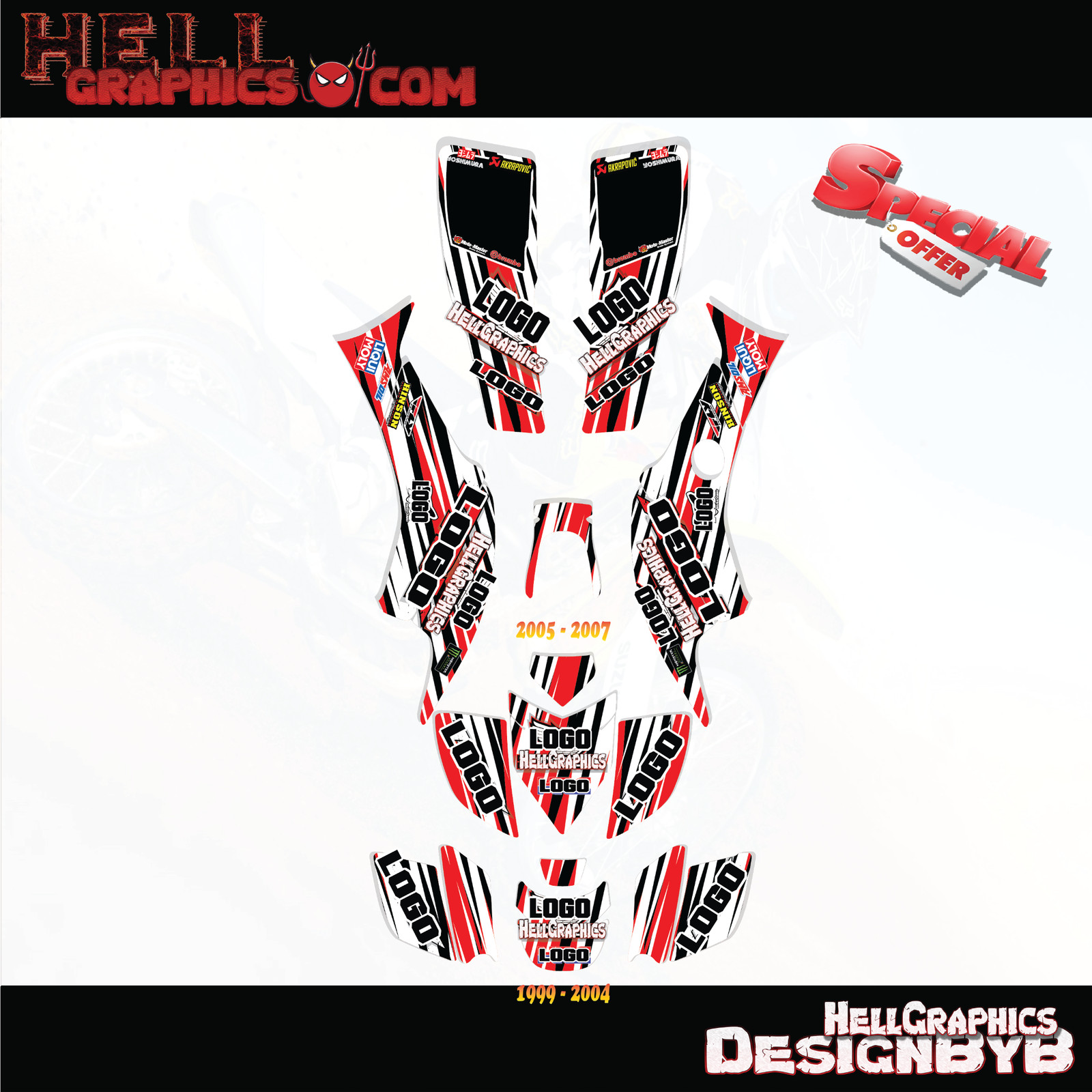 Hell graphic Graphics Kit Decals BLine Red FITS HONDA TRX 400EX 1999-2007