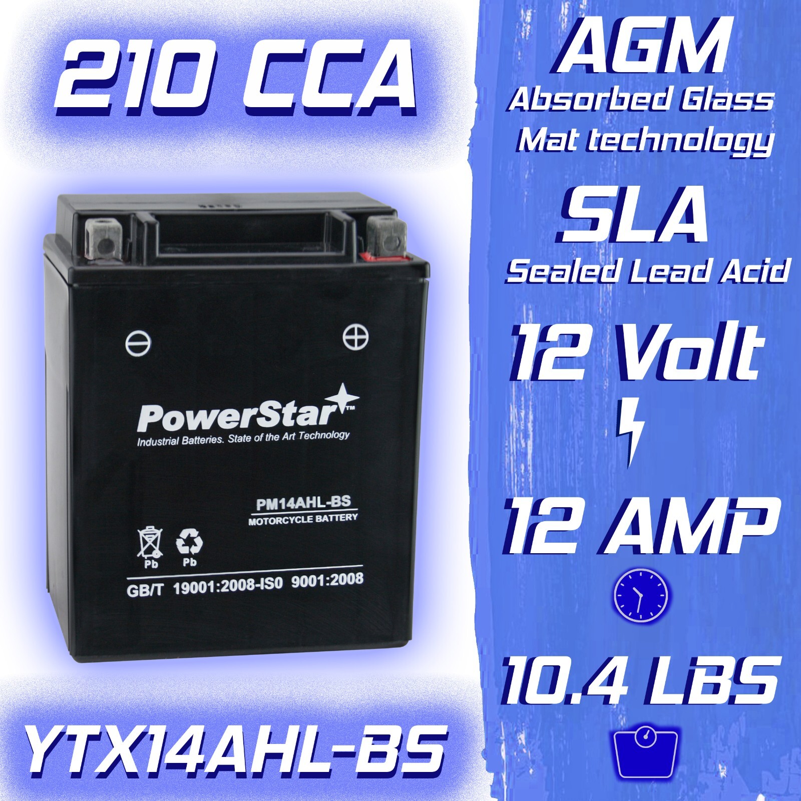 PowerStar YB14L-A2 Motorcycle Battery for KAWASAKI ZL1000-A 1000CC 87