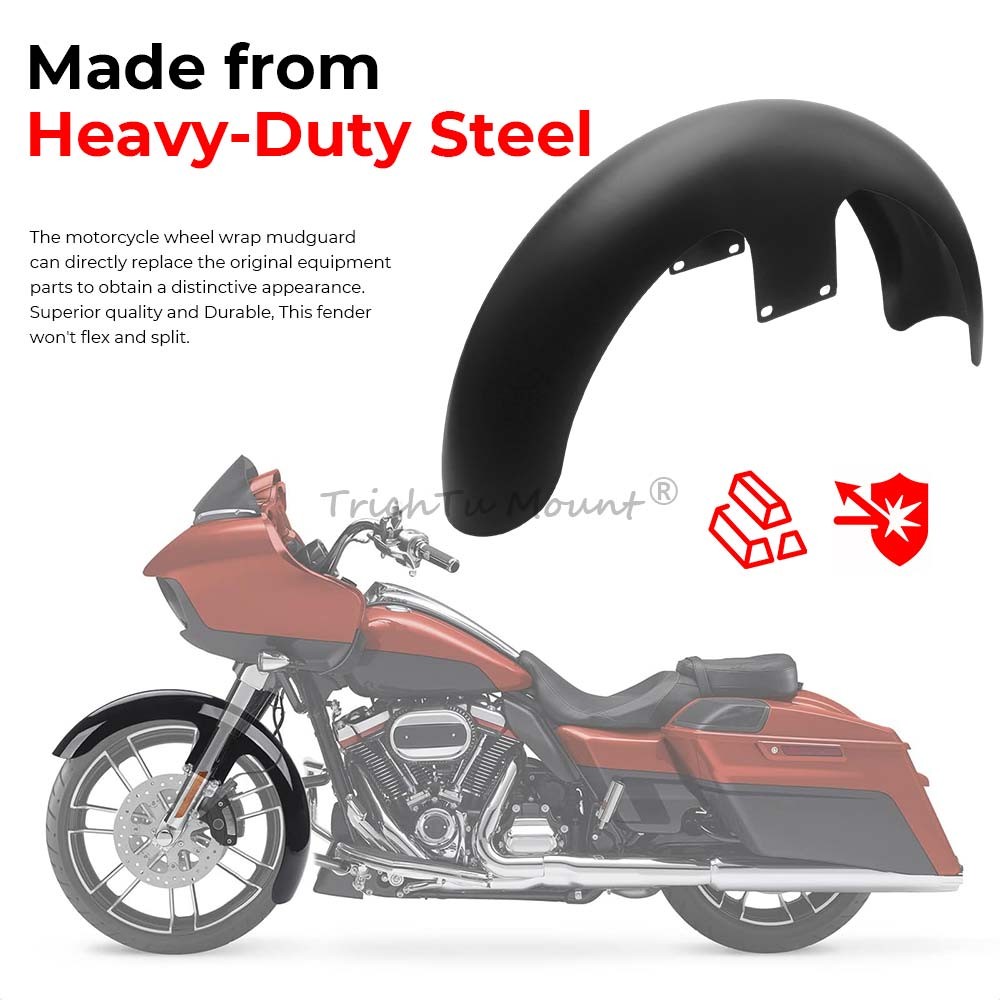 Matt Black 21″ Wheel Wrap Front Fender Mudguard For Harley Bagger Street Glide