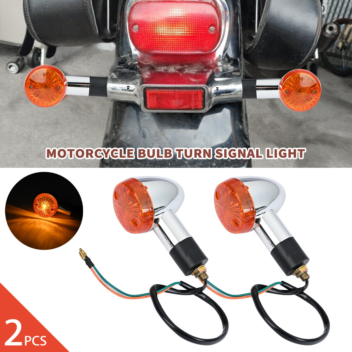 2Pcs Turn Amber Turn Signal Lights For Suzuki Boulevard C109R C50 S 40 50 83 UP