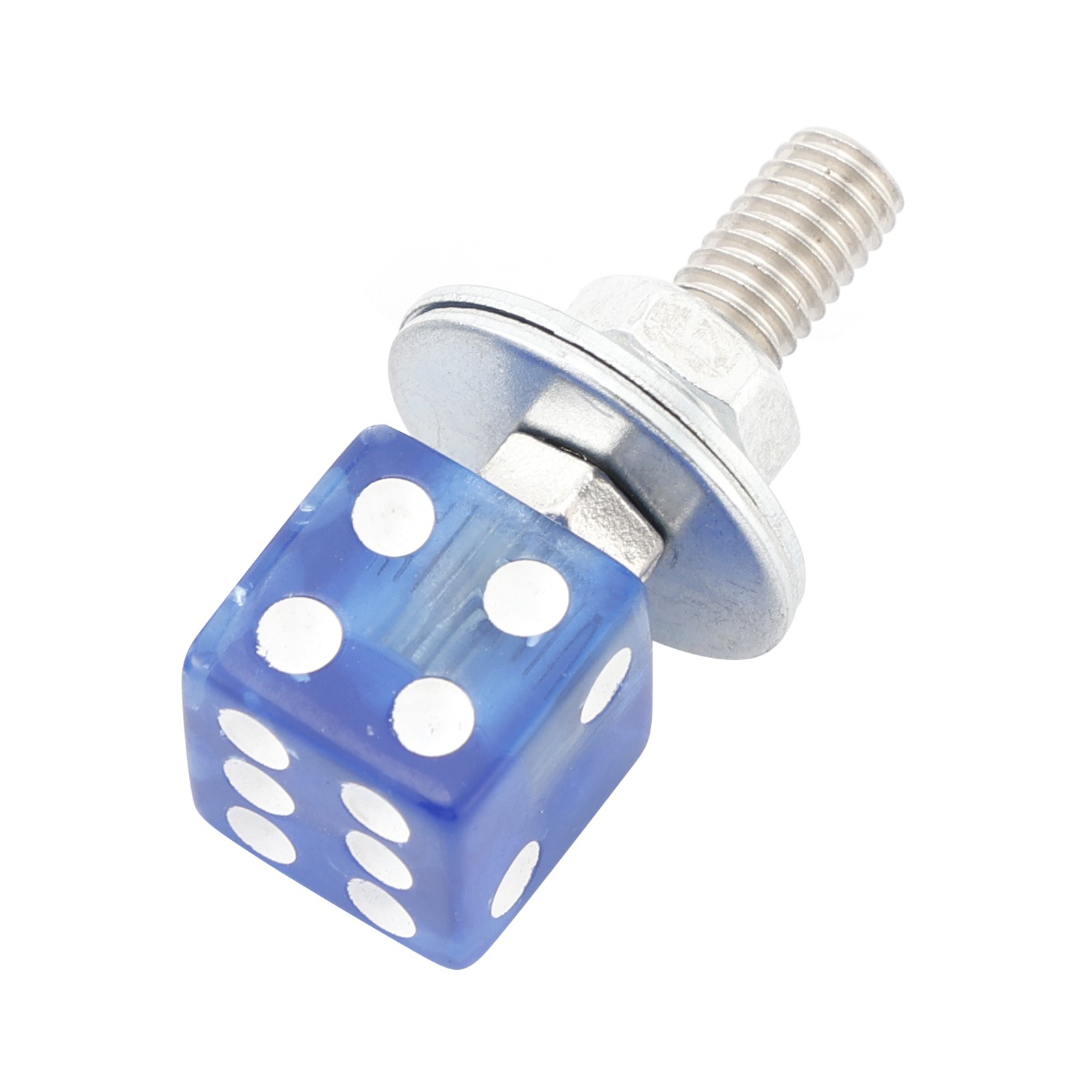 2x Motorcycle Bike Plastic Blue Dice License Plate Bolt On Screw On Frame Nut