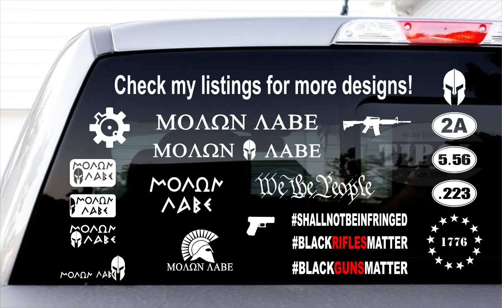 2x Spartan Helmet Gladiator Decals Stickers Jeep Molon labe Come and take it 2A