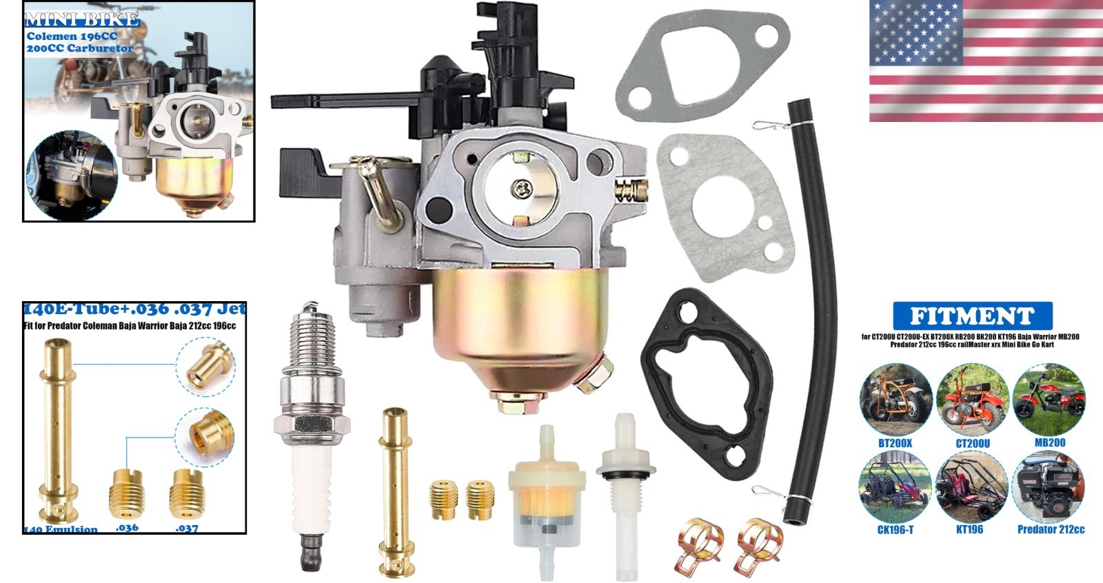 Complete Carburetor Kit for 196cc to 212cc Engines – Easy Bolt-On Installation