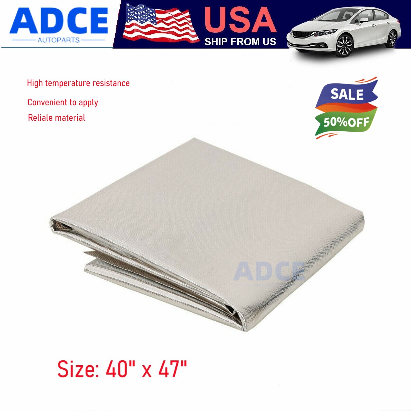 High Temperature Header/Exhaust Wrap Heat Aluminized Shielding Mat 40″ X 47″