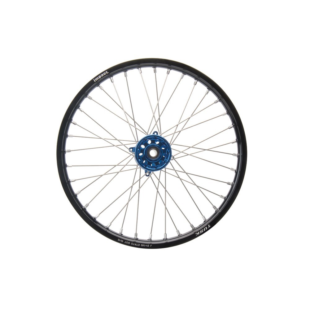 Tusk Impact Front Wheel 19×1.40 Black Rim/Silver Spoke/Blue Hub – Kawasaki KX85