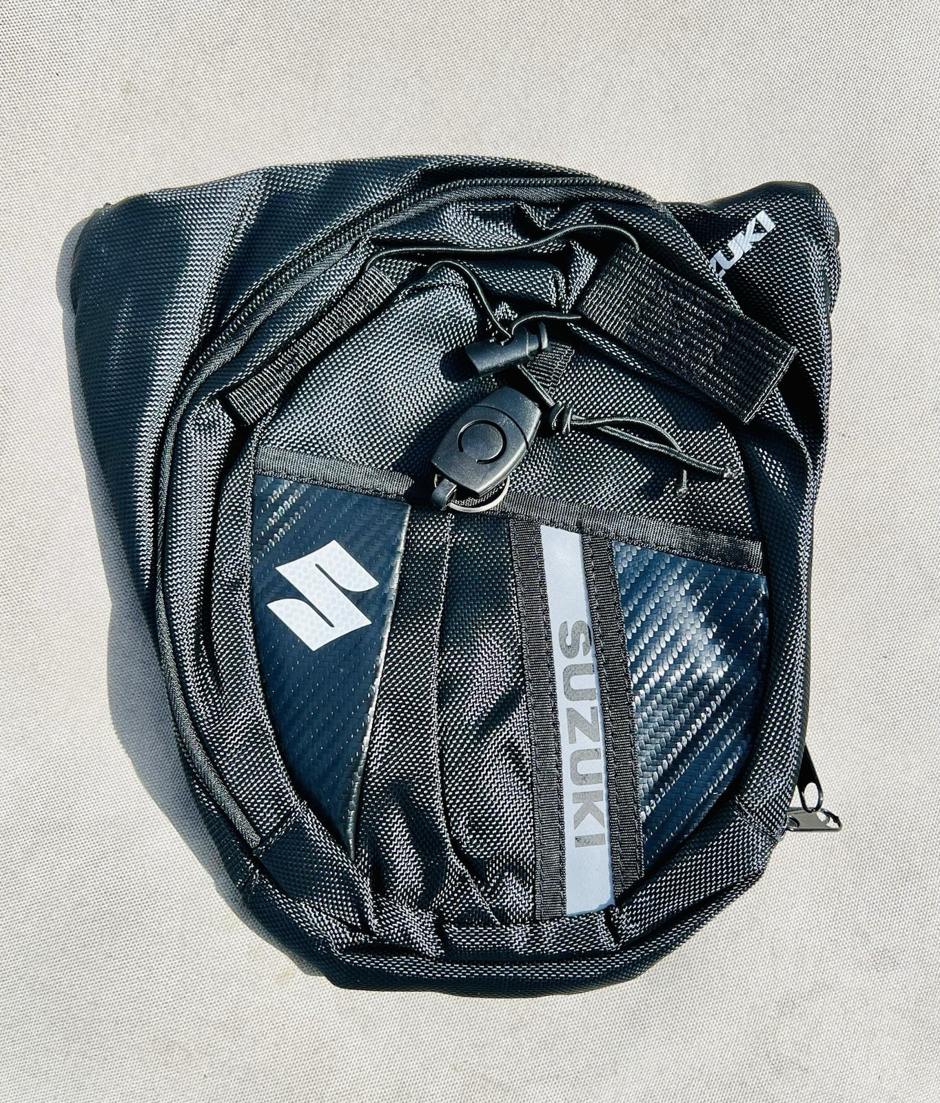 Suzuki Motorcycle Black Leg Bag/Thigh Bag/Straps/10in X 9in