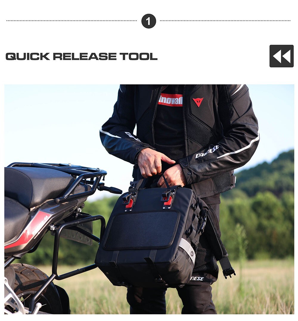 Rhinowalk motorcycle side bags 20L Waterproof Saddle Pannier Quick Release Black
