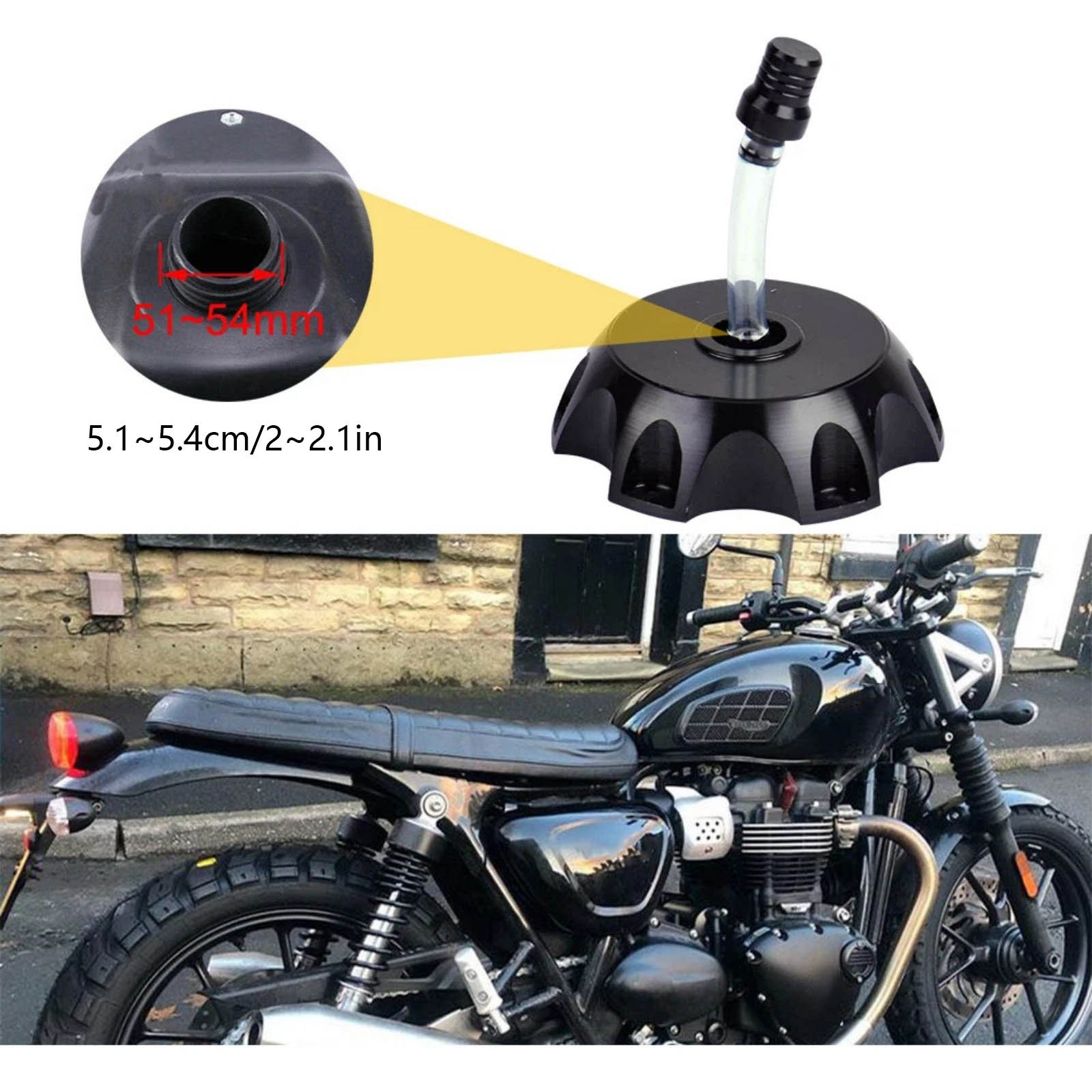 Gas Tank Cap Vent Air Valve Breather Tube For CNC Aluminum Dirt Bike Black