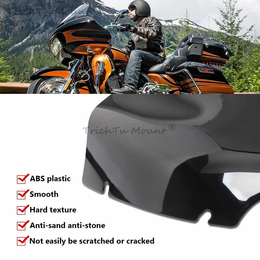 Black 13″ Wave Windshield Windscreen For Harley Road Glide FLTR FLTRX CVO 15-23