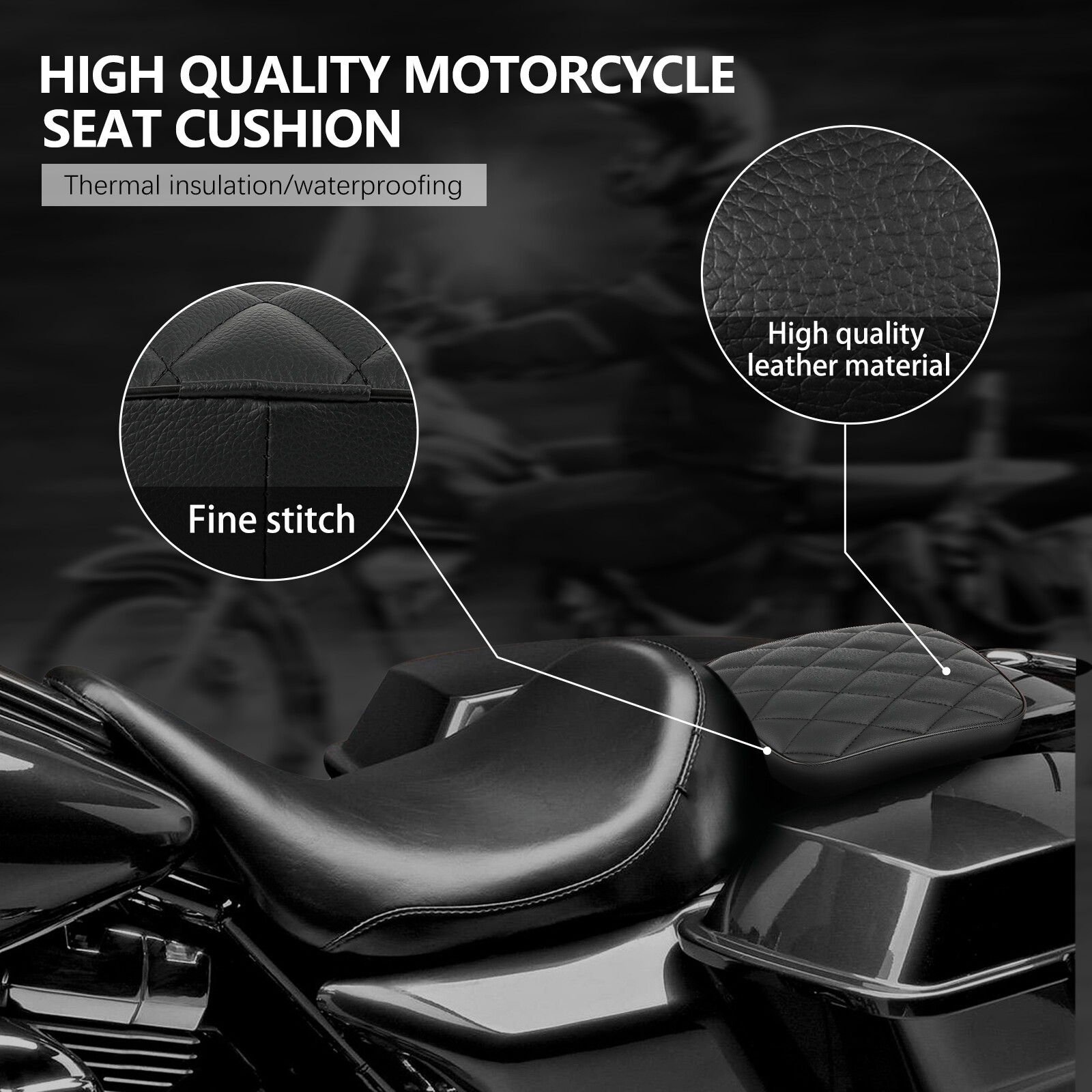 For Big Dog Chopper Rectangular Pillion Passenger Pad Seat w/ 8 Suction Cup Pad
