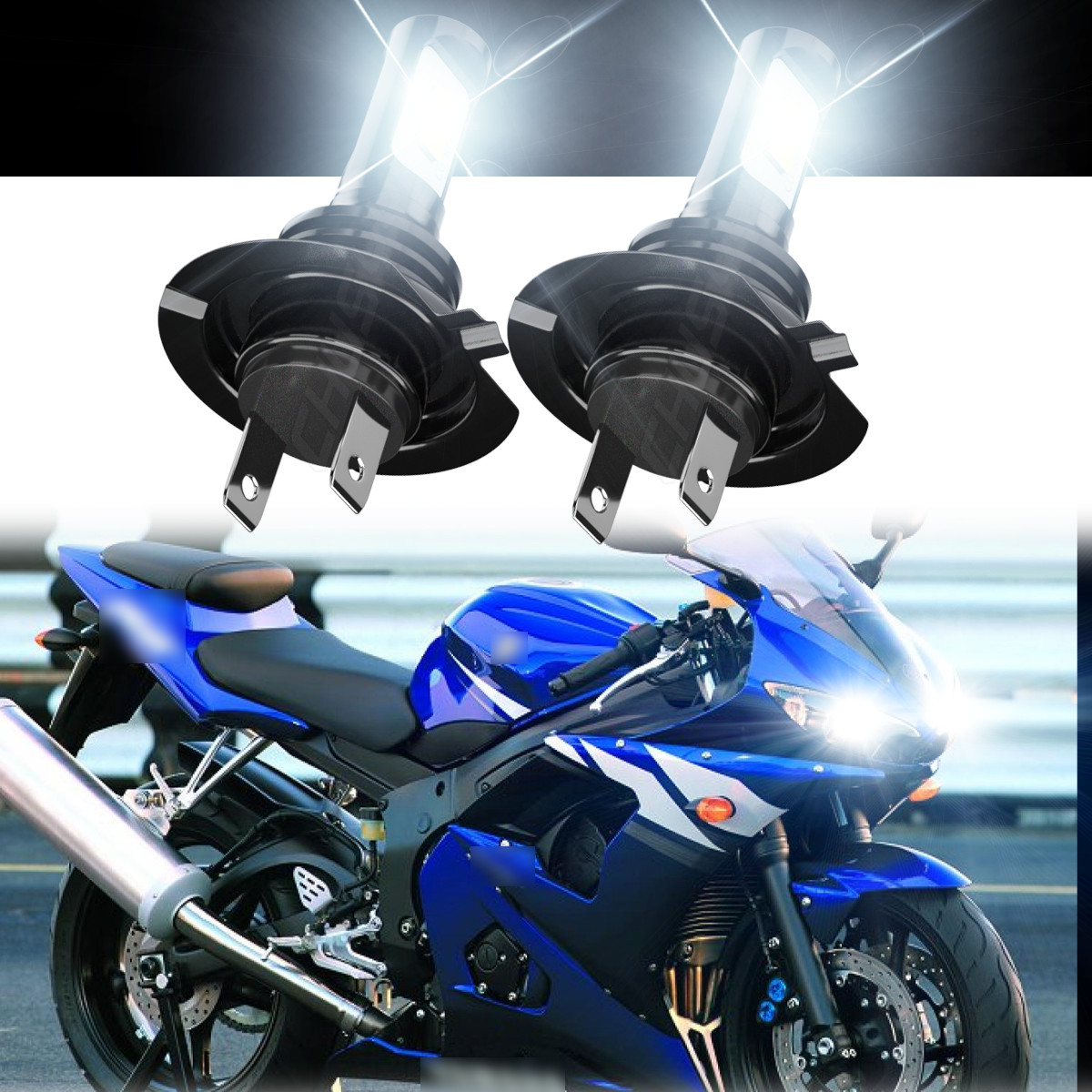 2X H7 6000K LED Headlight Bulb Kit For Yamaha YZF R6 2003-2014 YZF R6S 2006-2009