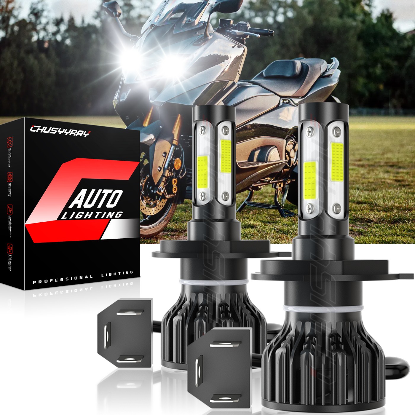 High Power LED Headlight H4 Bulbs Lights for Yamaha Road Star 1999 2000-2014