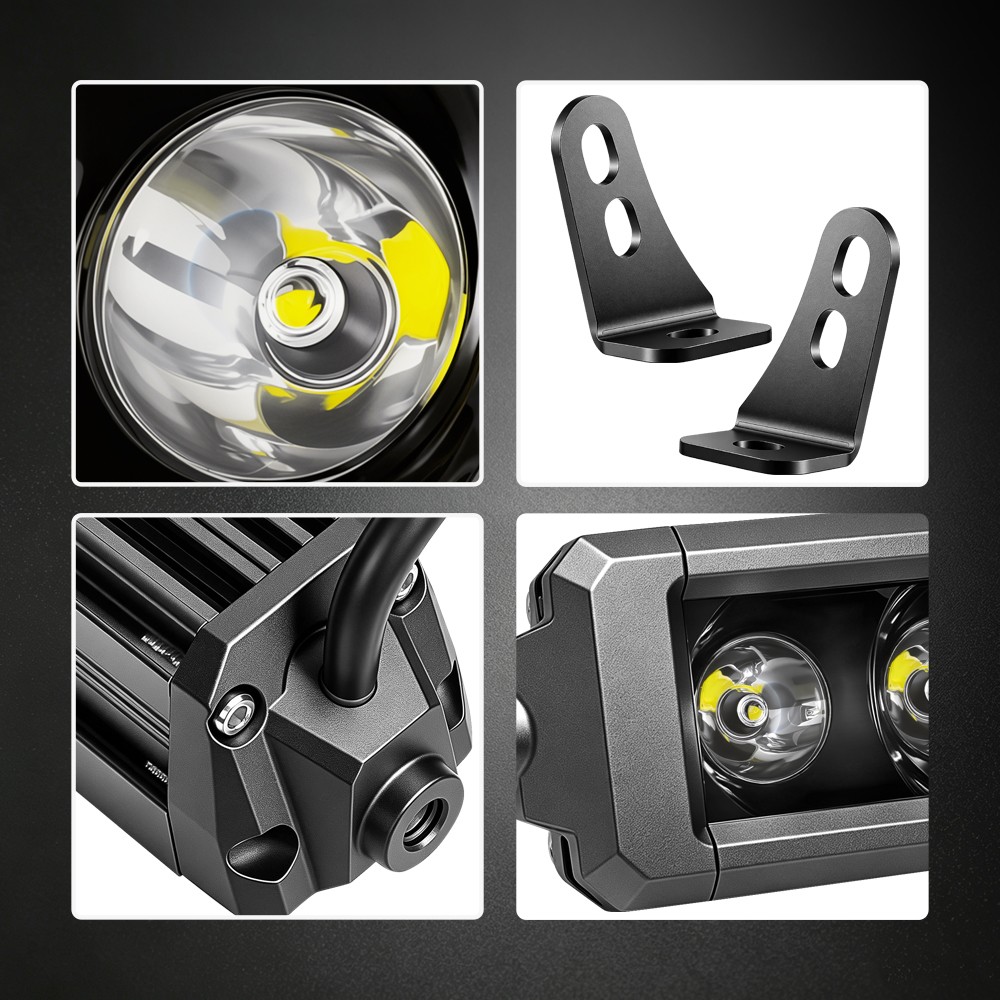 6″ Led Headlight Light Bar Lighting Kit Driving Lamp For Dirt E-Bike Handlebar