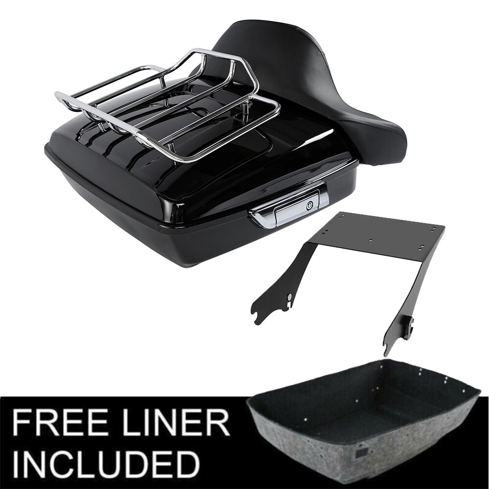 Chopped Trunk Backrest Pad Mount Rack Fit For Harley Touring Road Glide 97-08