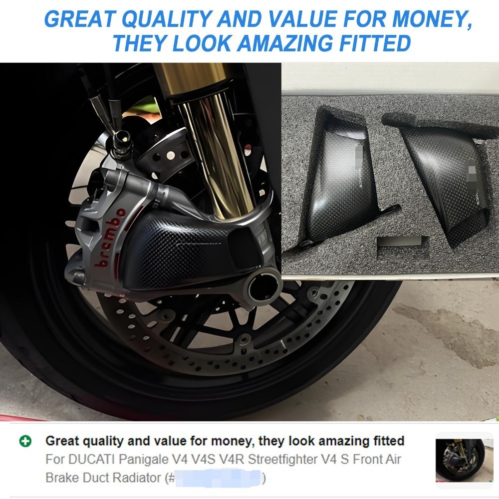 Gloss carbon fiber Air Brake Duct For Ducati Panigale 1199 1299 899 959 V4 S R