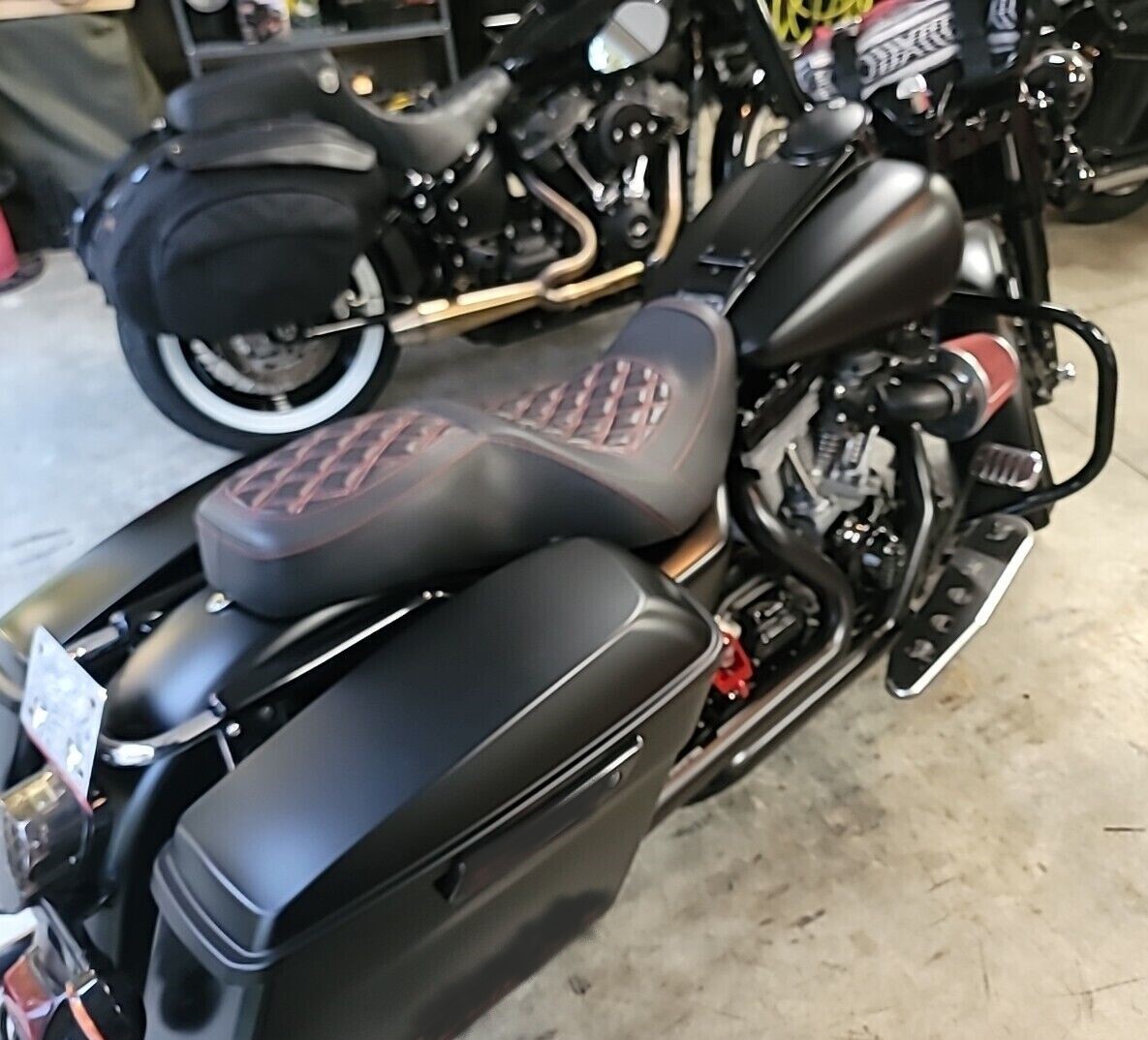 Red Stitch Full Set One-Piece Seat For Harley Electra Glide Road Glide 1997-2007