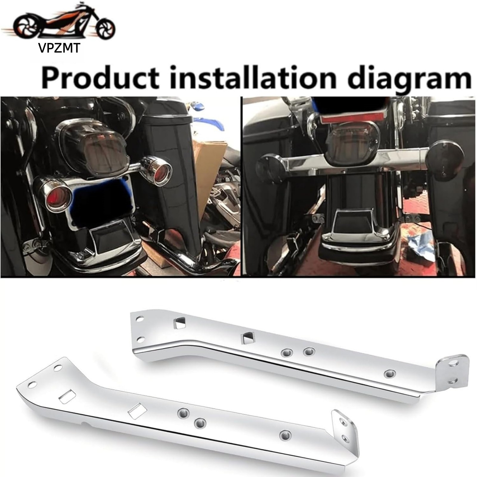 Chrome Saddlebag Rail Support Bracket Left & Right Side Fit for Harley Touring