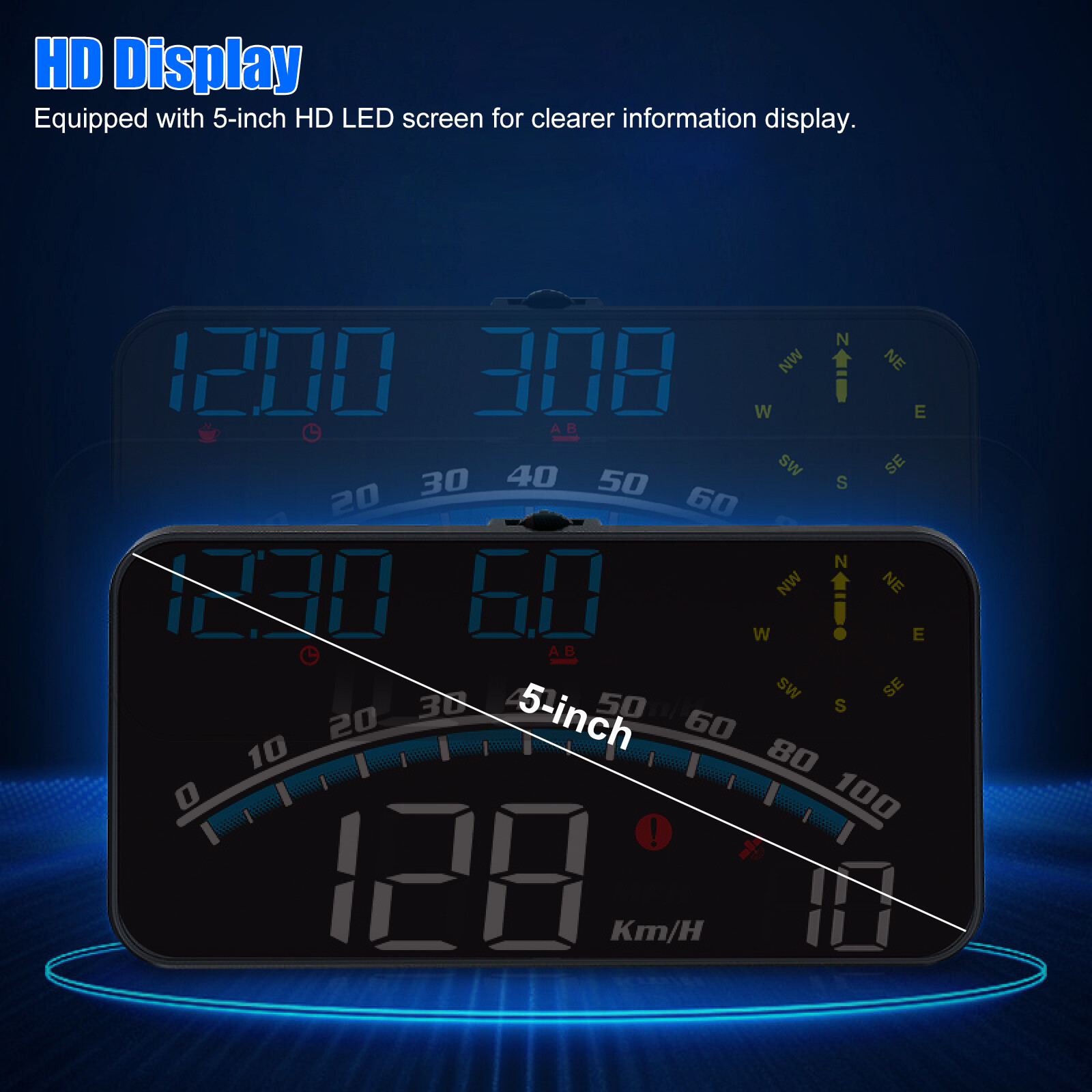 Universal Digital Speedometer GPS Car HUD Head Up Display MPH Overspeed Alarm 5″
