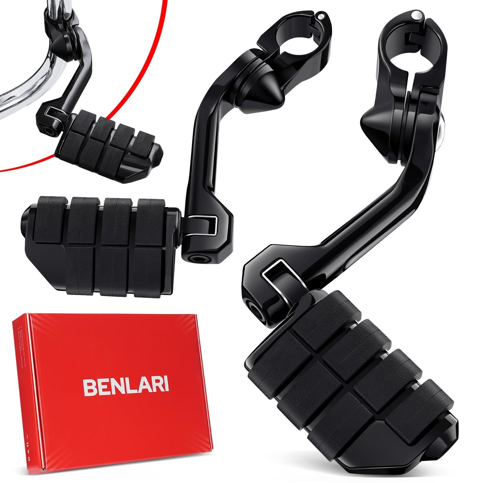 Benlari Highway Pegs 1.25″ Highway Footpegs 304 Stainless Steel Fit for Harley D