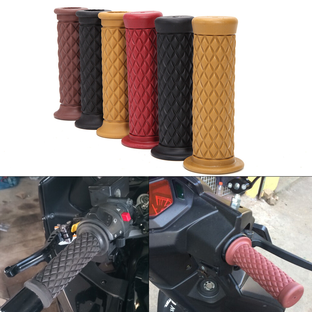 Motorcycle 7/8″ Hand Grips Handle Bar Rubber Gel For Honda Yamaha Kawasaki Cafe
