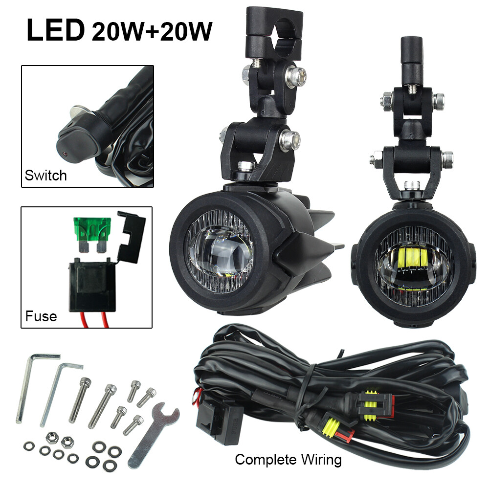 For R1200GS F800GS F650 K1600 Motorcycle 40W LED Auxiliary Fog Lights W/Relay
