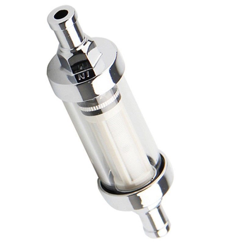2PCS 9748 Universal Fuel Filter ​Clear View Inline 3/8″ Chrome Hose Barb Petrol