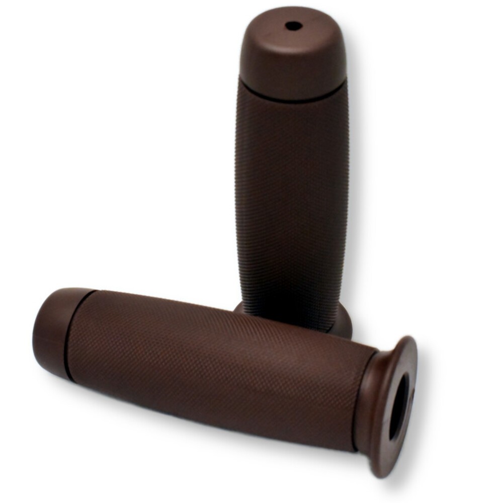 7/8″ Motorcycle Grips Brown Serrated Pattern for Cafe Racer, Cruiser, Custom