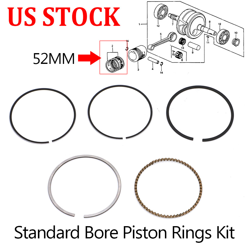52mm STD Piston Ring Set For Honda CT110 105 Trail 110 ATC110 US 13011-439-005