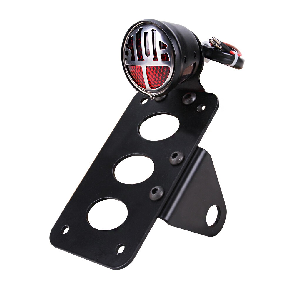 Motorcycle Side Mount Tail Light License Plate Bracket For Harley Chopper Bobber