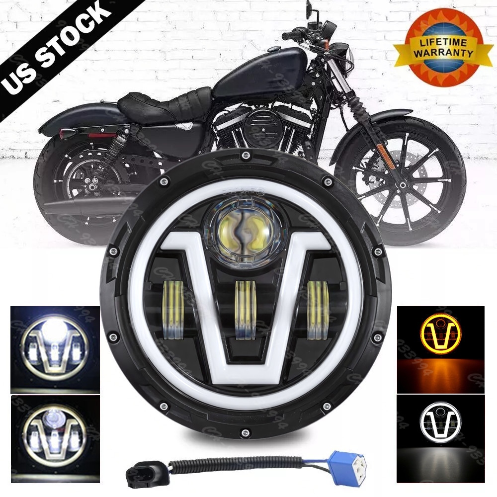 7”inch LED Headlight high lo for Yamaha V-Star XVS 650 950 1100 Classic Stryker