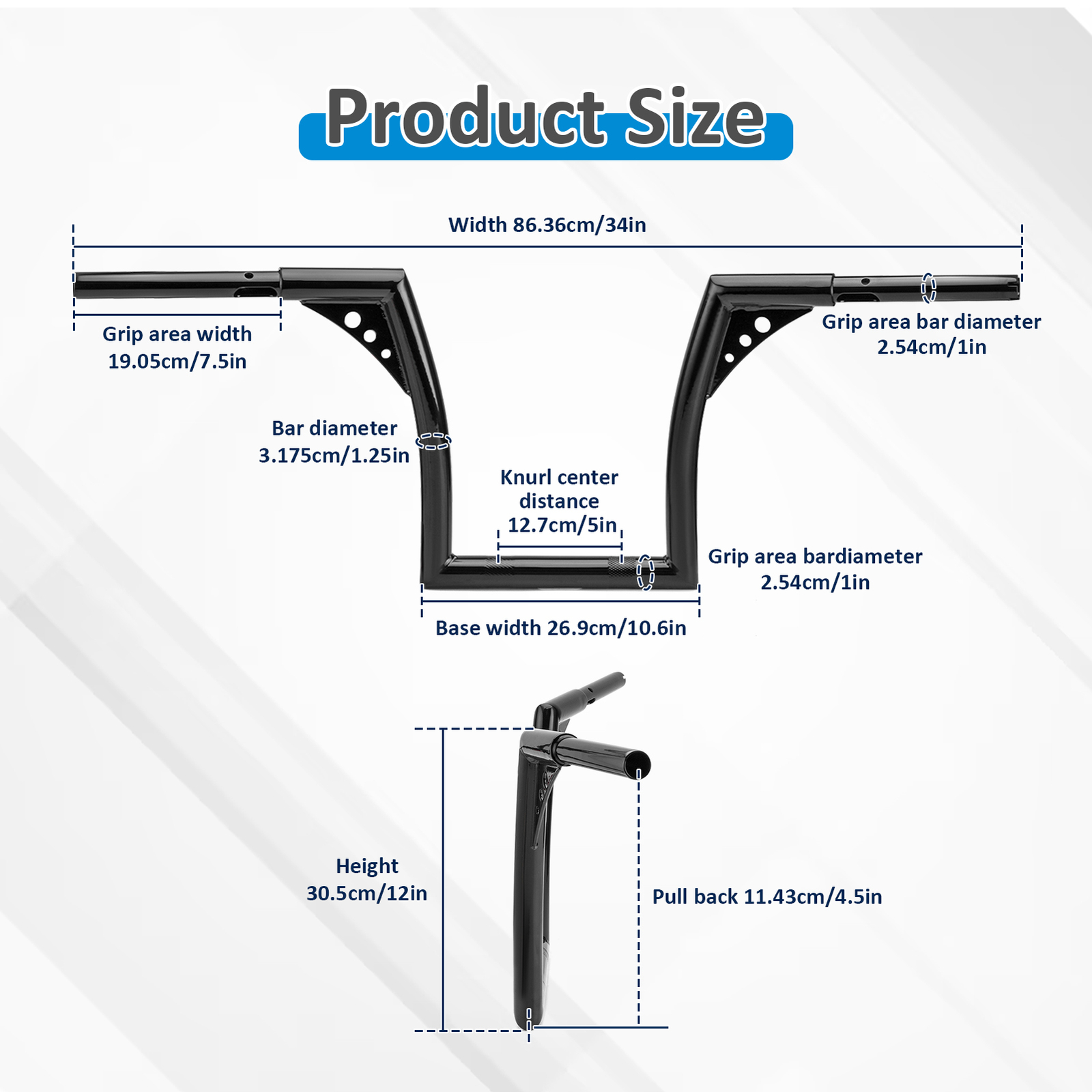 12″ Rise Ape Hanger Bar Handlebar For Indian Springfield Dark Horse 2016-2025