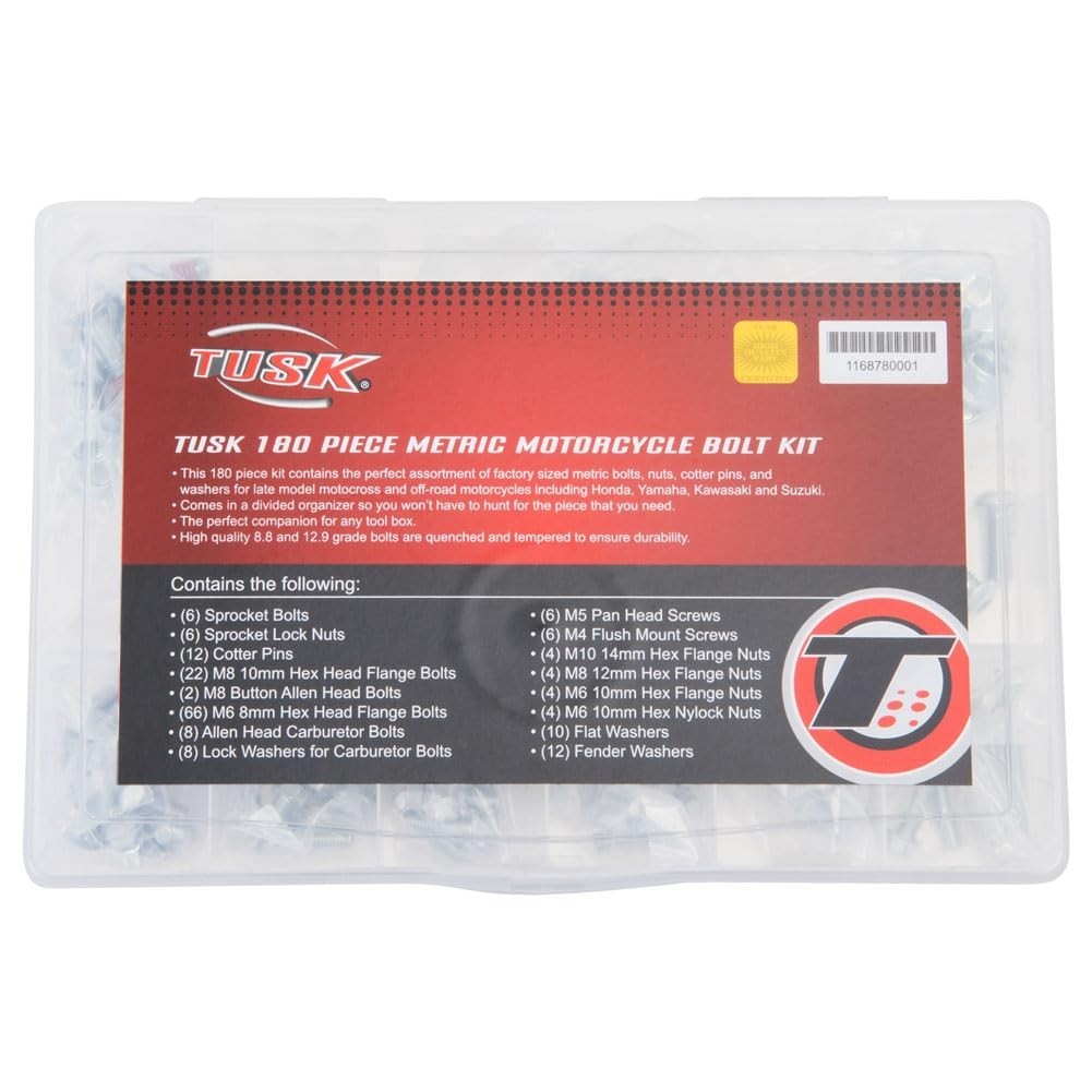 180 Piece Metric Motorcycle Bolt Kit – Complete Fastener Set for Bikes & Repairs