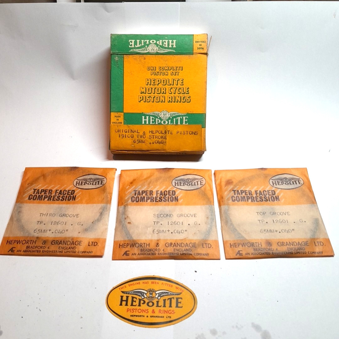 hepolite 65mm / 2.5590 + 0.040 piston rings 191cc 2 stroke 8600 + .040