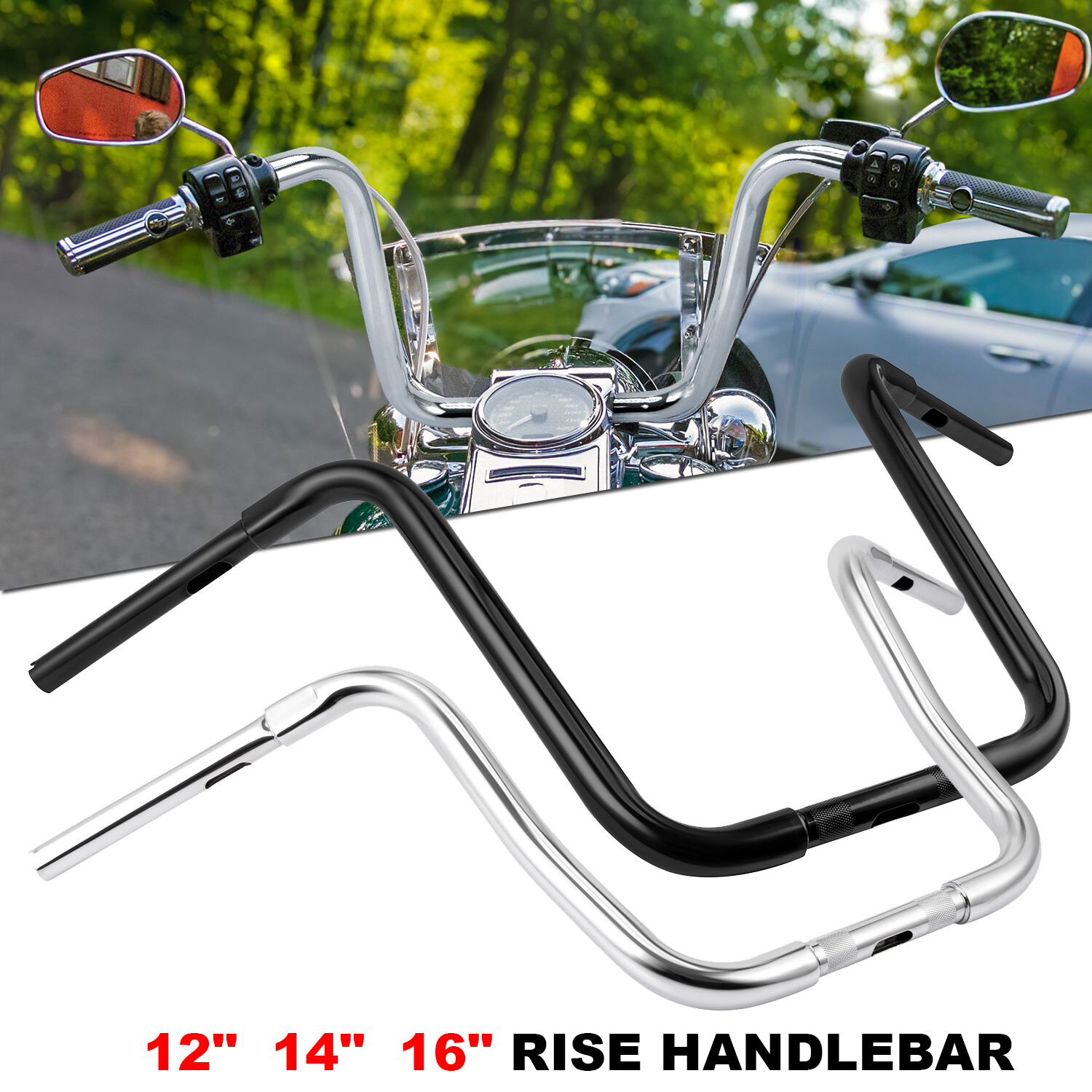 12”/14”/16″ Rise Ape Hanger 1 1/4″ Handlebar Fit For Harley Heritage Softail