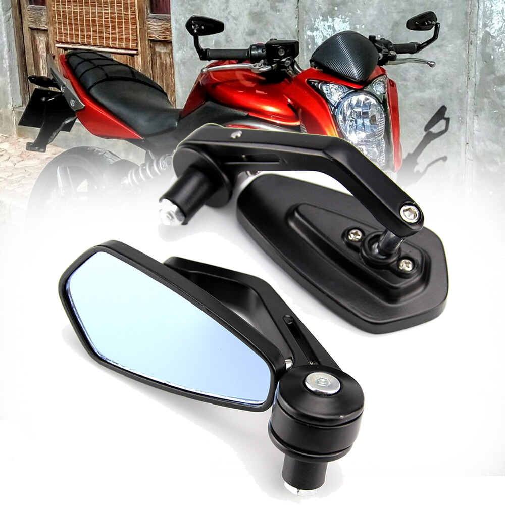 1 Pair 7/8″ 22mm Motorcycle Rear View Handle Bar End Side Rearview Mirrors Black