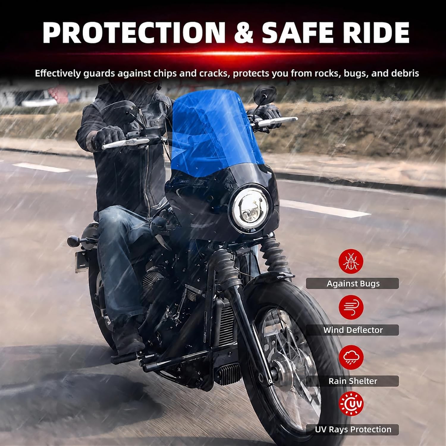 13″ Blue Windscreen Windshield Fits For FATECIM Fairing 6021 6024 6033 6034 6050