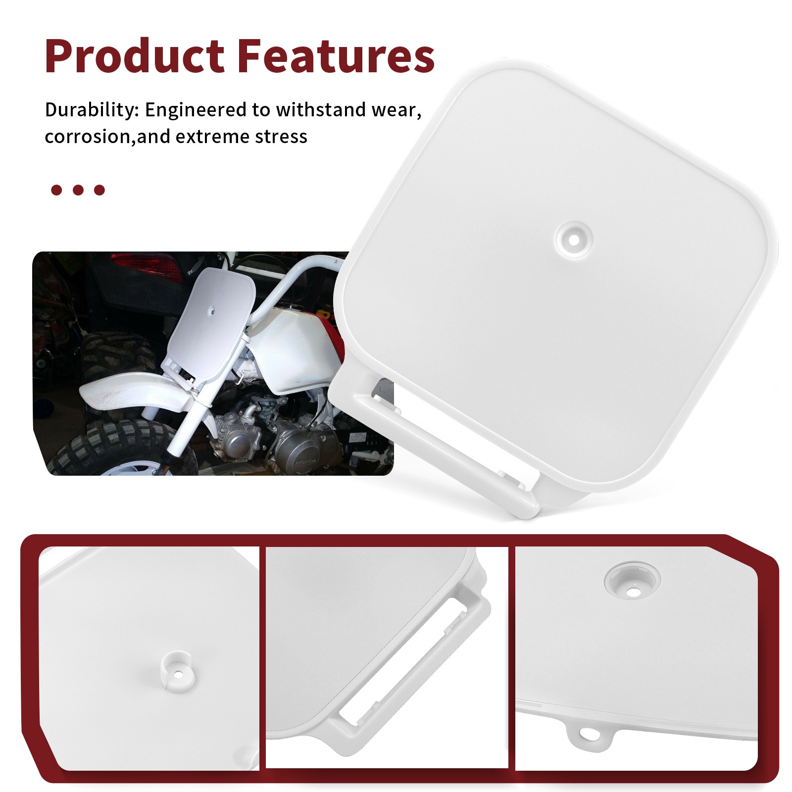 WHITE PLASTIC FRONT NUMBER PLATE FOR HONDA Z50R 1988-1999 | # 61136-GW8-670ZA