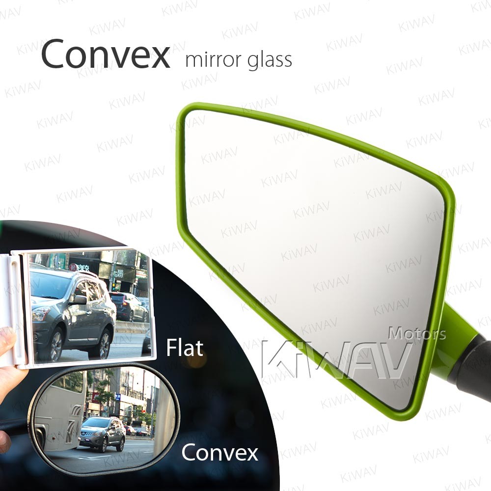 KiWAV ATV Mirrors Green Hawk with Forged Black Aluminum Clips for Bombardier