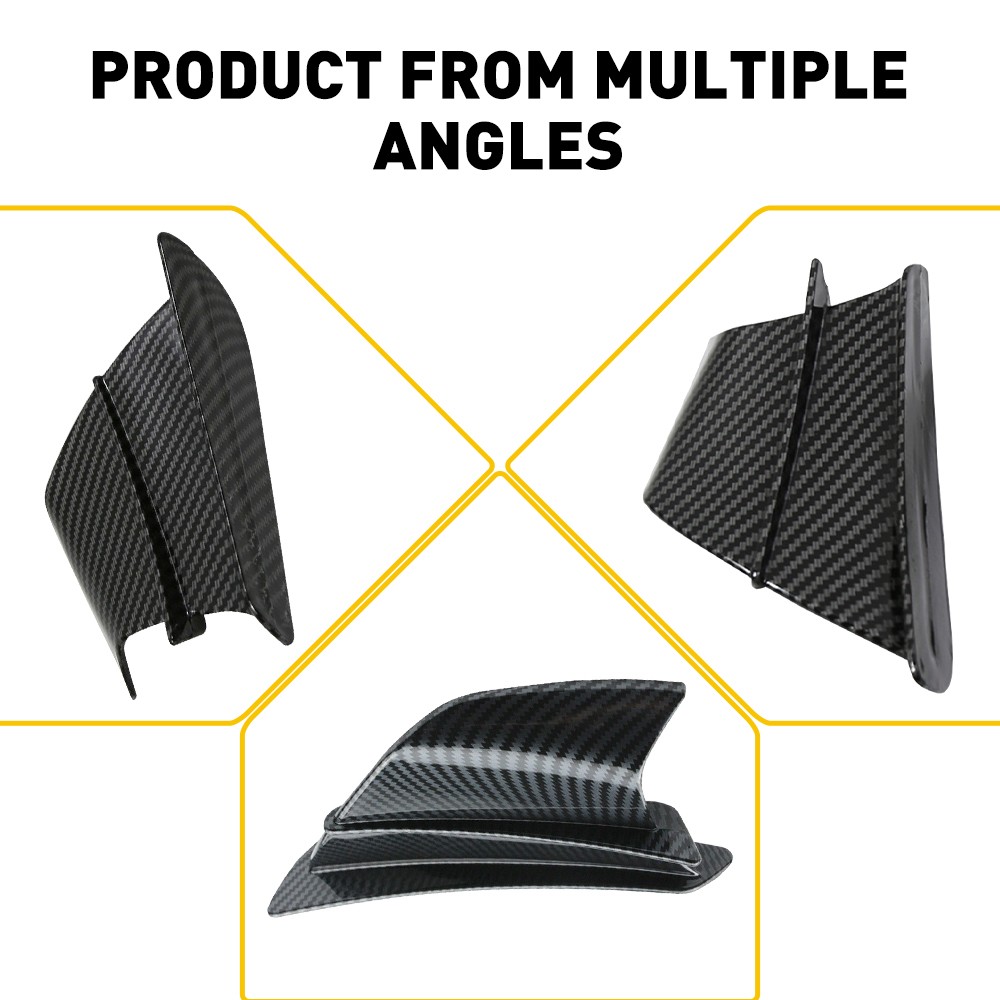 USA Carbon Fiber Universal Motorcycle Side Winglet Wing Spoiler Gloss Black 2PCS