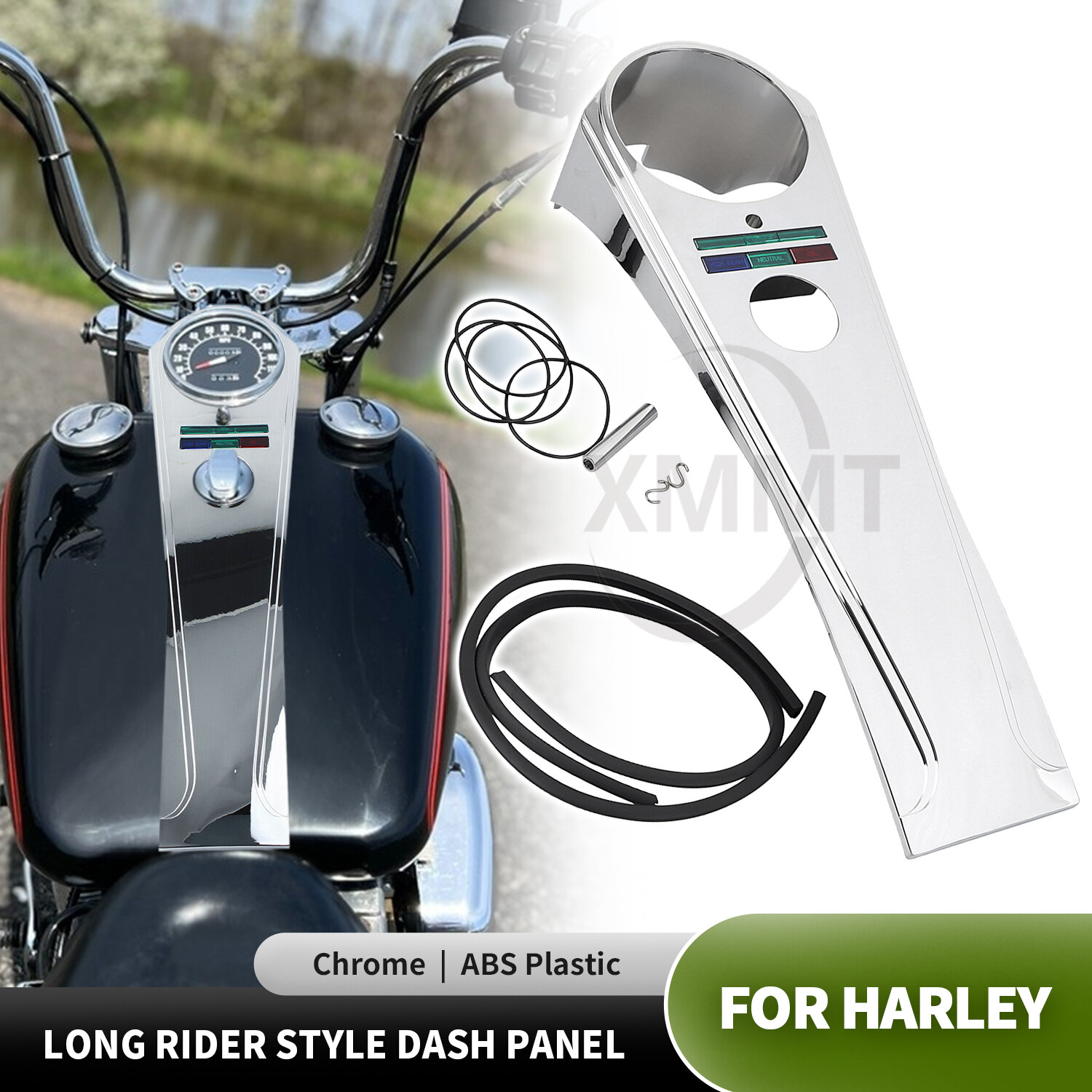 Chrome ABS Long Dash Panel Cover For Harley Dyna Heritage Softail Classic FLSTC